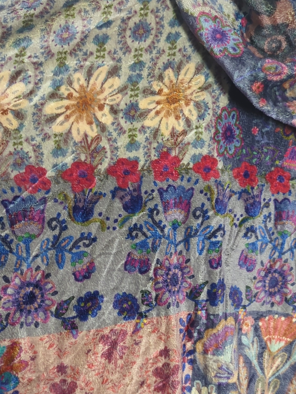 Natural Life Womens Hooded Blanket Robe Boho Jewel Tone Gypsy Floral Medium Smal - Picture 14 of 16